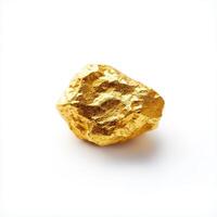 A shiny, rough piece of gold against a plain background, showcasing its natural beauty photo