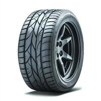 A close-up of a high-performance tire with a sleek alloy wheel design photo