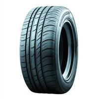 A close-up of a car tire showcasing its tread design and structure photo