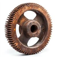 A rusty gear wheel, showcasing industrial design and wear over time photo