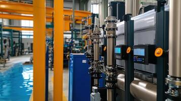 Industrial facility featuring machinery and equipment for processing or manufacturing. photo