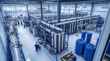 Industrial facility with large machinery and tanks for processing and production photo