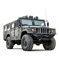A rugged military vehicle designed for off-road transport and tactical operations photo