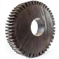 A large industrial gear with teeth and a central hole, used in machinery for power transmission photo