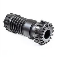 A black industrial component featuring a ribbed body and flanged ends for machinery use photo