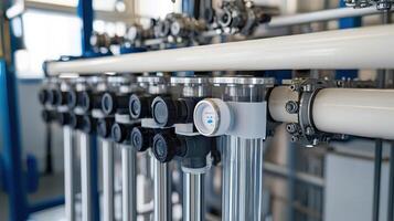 Industrial piping system with valves and sensors for fluid management photo