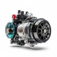 A detailed view of a high-performance engine showcasing its components and design photo