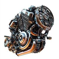 A detailed 3D rendering of a complex engine showcasing mechanical design and technology photo