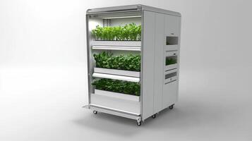 A compact indoor gardening system with multiple shelves for growing plants photo