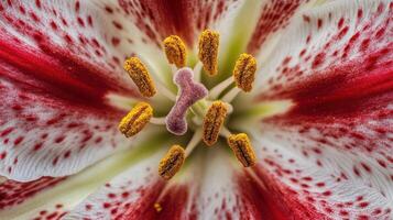 Close-up of a flower's inner structure with vivid colors and intricate details photo
