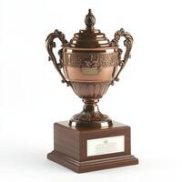 A bronze trophy with ornate details, symbolizing achievement and recognition. photo