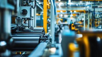 Industrial setting with machinery and production equipment in a factory environment photo