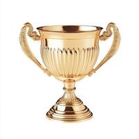 A shiny golden trophy with ornate handles, symbolizing achievement and victory. photo
