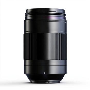 A black camera lens with a textured grip, designed for photography. photo