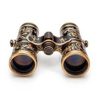 A vintage-style pair of ornate binoculars with intricate designs. photo