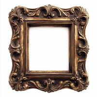 Ornate vintage picture frame with intricate detailing, designed to hold artwork or photographs. photo