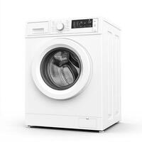 A modern white washing machine designed for laundry tasks photo