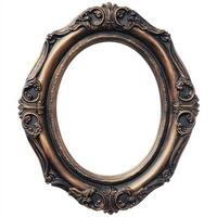 An ornate oval picture frame with intricate detailing, designed for displaying artwork or photos. photo