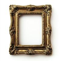 Ornate golden picture frame with intricate detailing, empty for showcasing artwork or photos. photo