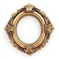 An ornate vintage-style picture frame with intricate designs. photo