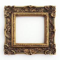 An ornate gold picture frame with intricate designs, empty for displaying artwork or photos. photo