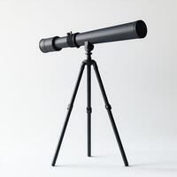 A sleek black telescope mounted on a tripod, designed for stargazing and observation. photo