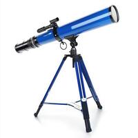 A blue telescope on a tripod, designed for stargazing and observing celestial objects. photo
