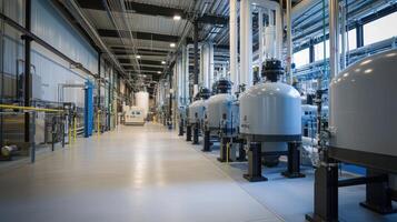 Industrial facility with large storage tanks and pipes for processing or manufacturing photo