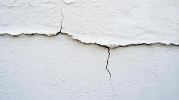 A close-up view of a cracked white wall, highlighting structural damage photo
