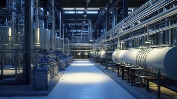 A modern industrial facility with large tanks and pipelines, emphasizing production processes photo