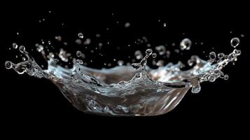 A splash of water captured mid-motion against a dark background photo