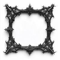 Ornate black picture frame with intricate detailing and a blank center for artwork photo