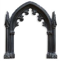 A gothic-style archway with intricate detailing and columns photo