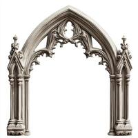 A decorative Gothic archway with intricate carvings and pointed design photo