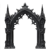 A detailed gothic archway with intricate designs and spires photo