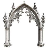 Ornate Gothic archway design featuring intricate details and decorative elements. photo