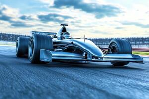 A sleek racing car on a track, showcasing speed and engineering excellence photo