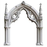 Ornate Gothic archway with intricate designs and spires, showcasing architectural detail photo
