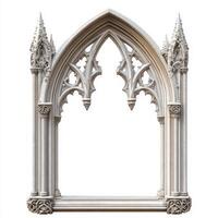 A detailed Gothic-style architectural window frame with intricate designs photo