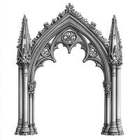 A detailed illustration of a Gothic architectural arch with ornate decorations and columns photo