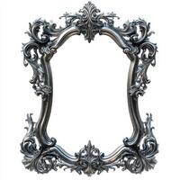 Ornate silver picture frame with intricate detailing and a blank interior for displaying art photo