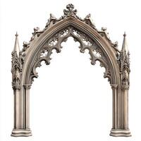 Ornate Gothic archway featuring intricate designs and pointed spires photo