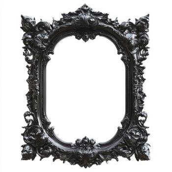 Ornate black picture frame with intricate detailing, designed to hold artwork or photographs photo
