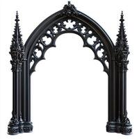 A gothic-style archway featuring intricate designs and spires, suitable for architectural use photo