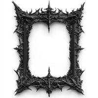 Ornate black frame with intricate, spiky designs, suitable for displaying artwork photo
