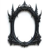 A decorative black frame with intricate, spiky designs, suitable for holding artwork or photos