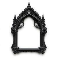 A decorative black gothic-style picture frame with intricate detailing photo