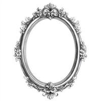 Ornate oval picture frame design, empty for customization or artwork display. photo