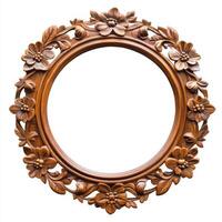 Ornate wooden frame adorned with floral carvings, designed for displaying artwork or photos. photo