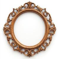Ornate wooden picture frame with intricate carvings, designed to hold artwork or photos, photo